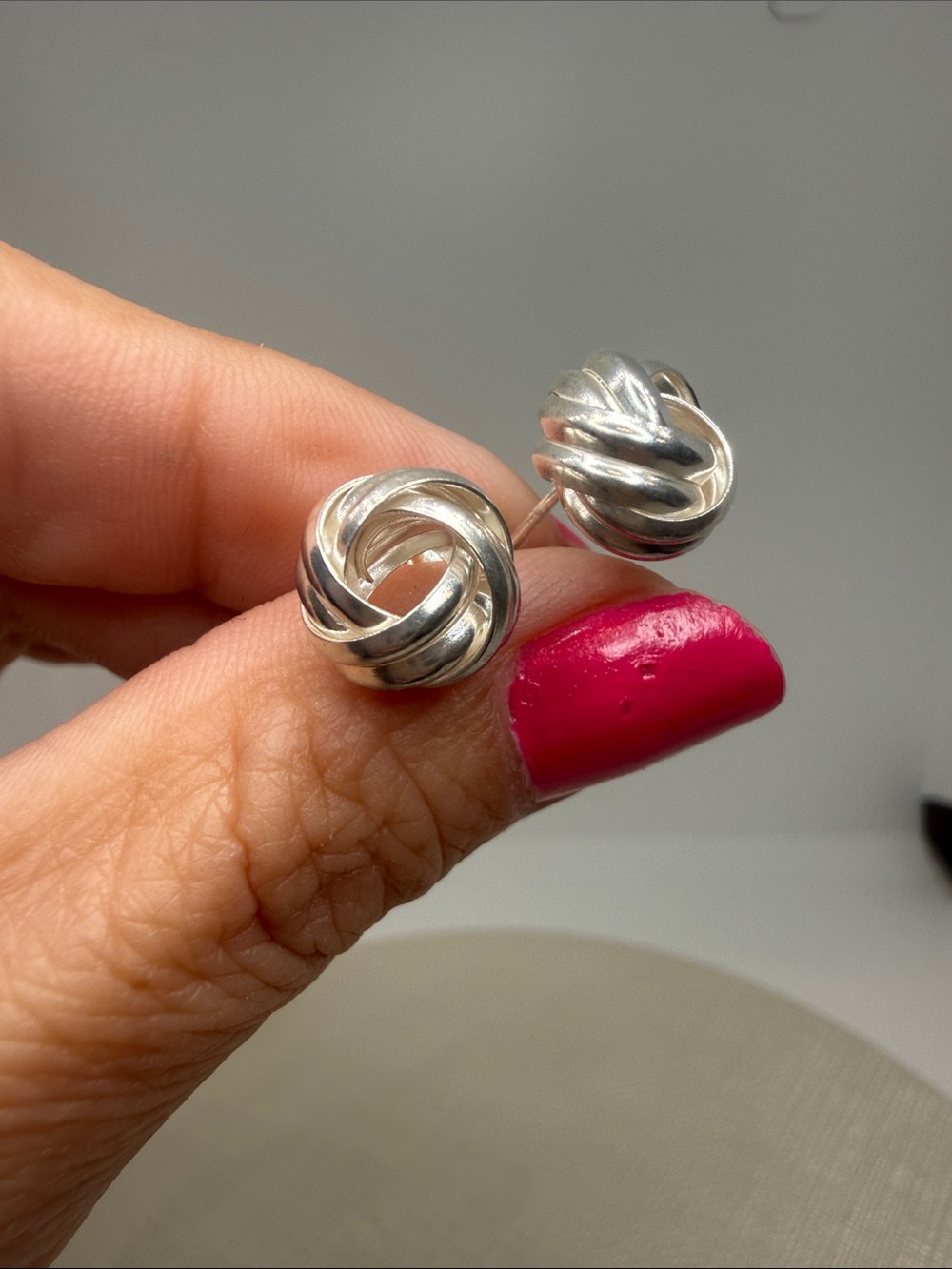 Sterling Silver Knot Stud Earrings - Silver